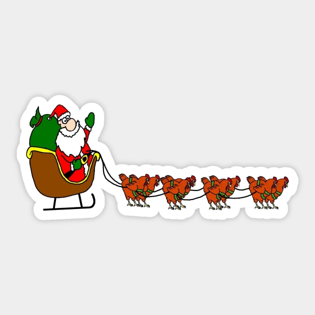 Santa with Chicken Reindeer Sticker by imphavok